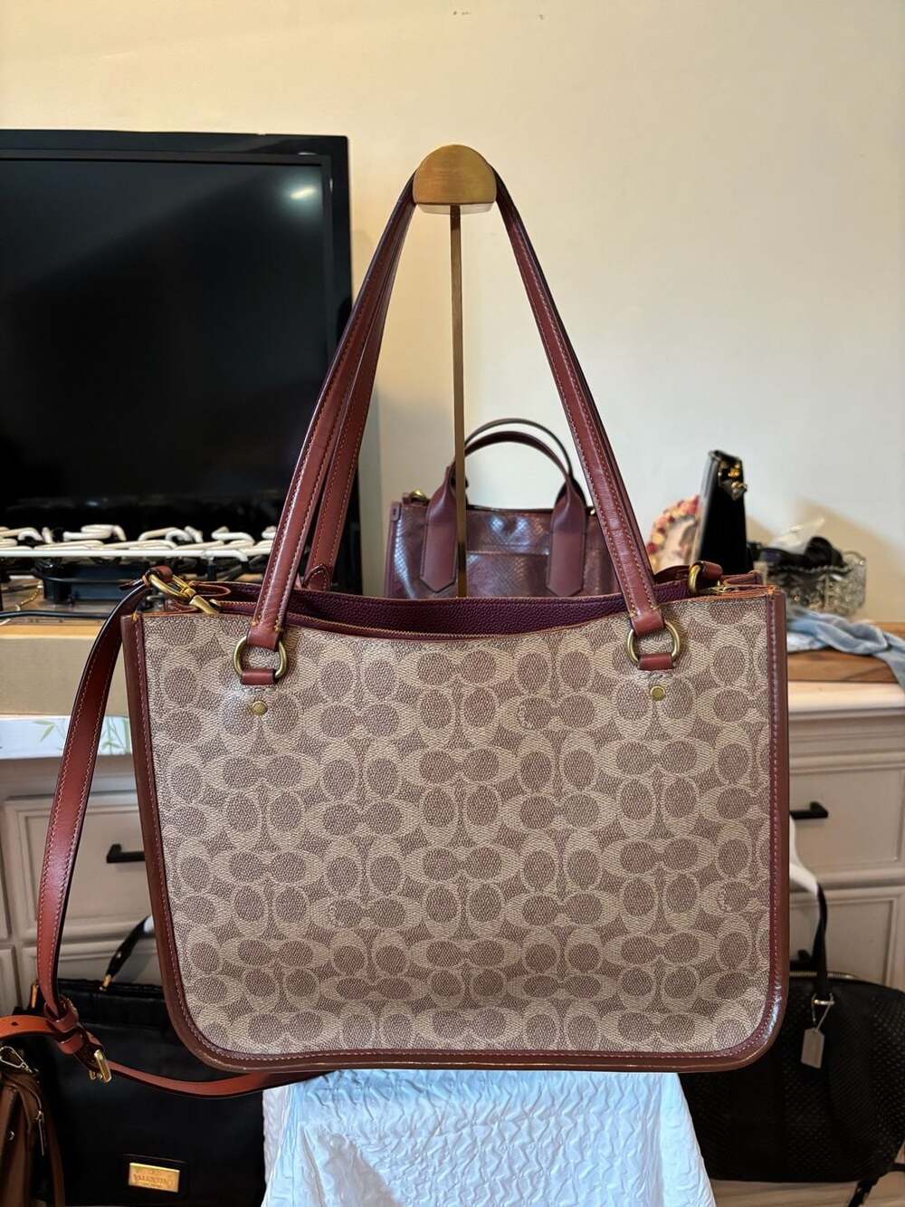 Coach Tyler Carryall In Signature Canvas Brown Crossbody Tote Bag - Picture 2 of 6